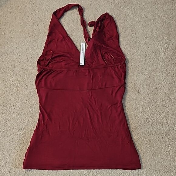 AmélieBoutik Halter V Neck Crossover Empire Waist Ruched Sides Sleeveless Top M - Picture 7 of 10